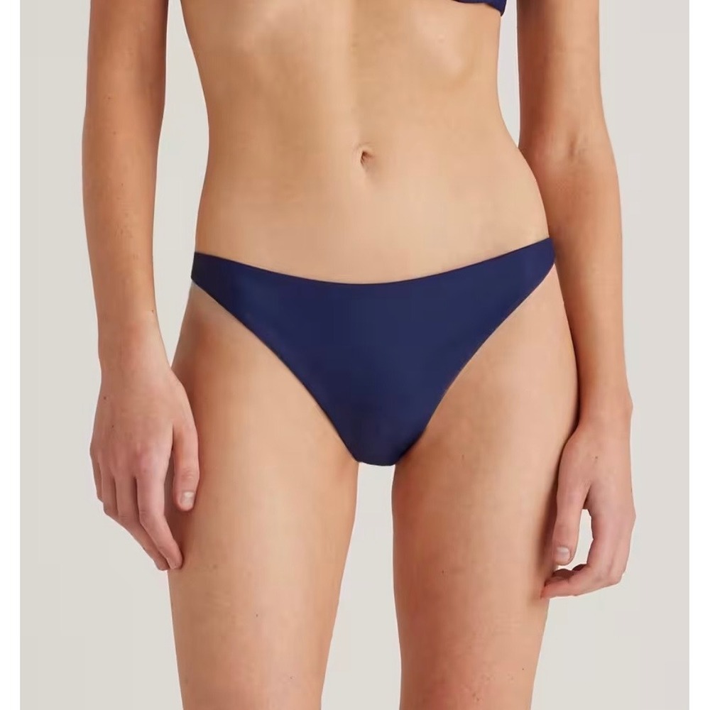 NWT Quince Womens Italian Low Rise Bikini Bottoms Medium Deep Navy
